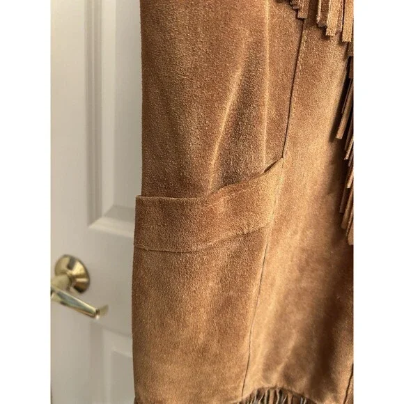 VTG Genel London Women’s Fringe Suede Leather Jacket Western Sz US 10 UK 14 - Picture 5 of 14